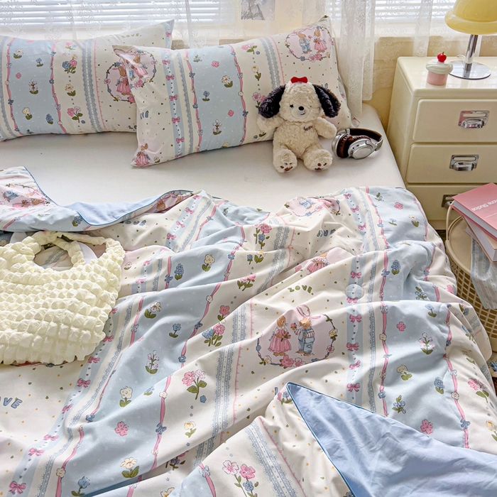 91家纺网 家纺一手货源 找家纺 2025春夏新款嵌绳款云柔水洗棉单夏被夏凉被空调被 嵌绳夏被-爱尔庄园