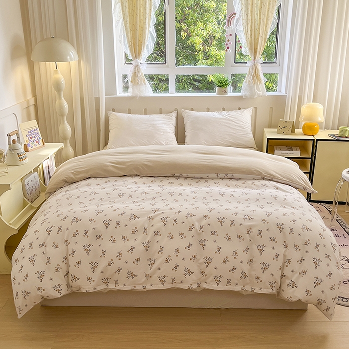 91家纺网 家纺一手货源 找家纺 玖明2025新款A类加厚柔软针织棉双层纱四件套 纯真时代