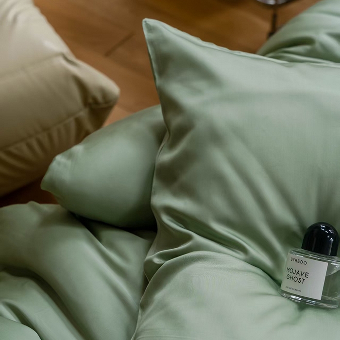 91家纺网 家纺一手货源 找家纺 未来家居 2025新款60S兰精天丝纯色四件套 香奈儿绿-嫩叶绿