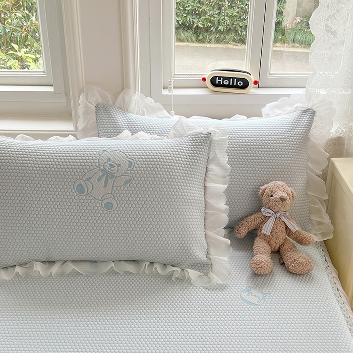 91家纺网 家纺一手货源 找家纺 （总）梦舒羽 2025春夏新款冰豆豆花边单人单枕套枕套单件