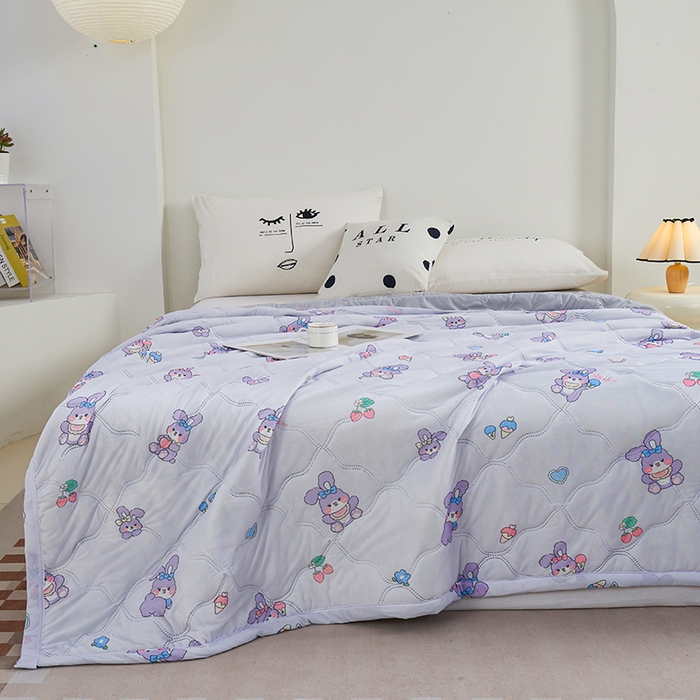 91家纺网 家纺一手货源 找家纺 被多多被业 2025新款凉感丝印花夏被夏凉被空调被 星黛兔-紫