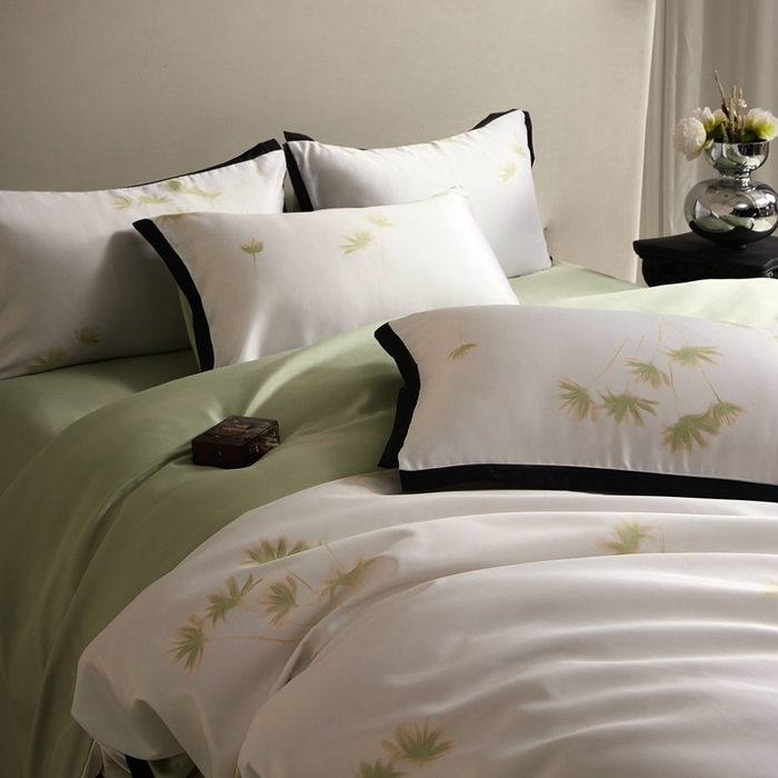 91家纺网 家纺一手货源 找家纺 优悦 2025新款冰丝数码印花四件套 如梦-绿