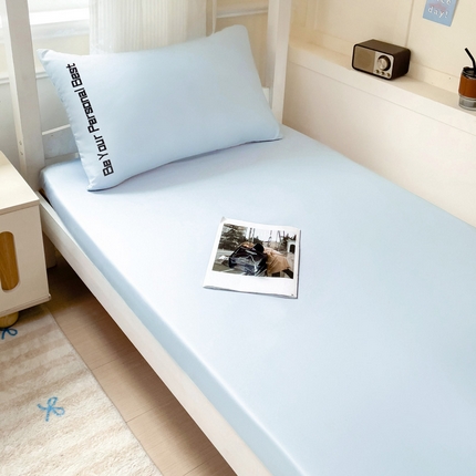 纽缦家纺 2025新款纯色提花学生冰丝床笠 复古蓝