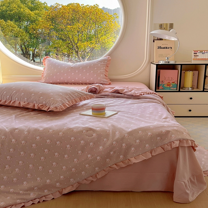 91家纺网 家纺一手货源 找家纺 欧尚 2025新款夏被四件套 半亩花田