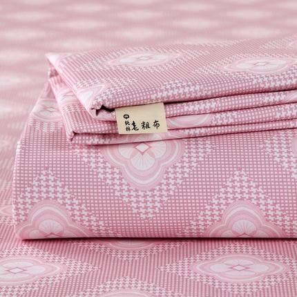 91家纺网 家纺一手货源 找家纺 爱彼2025新款华夫格全棉纯棉老粗布床单凉席-系列三 幻想-粉