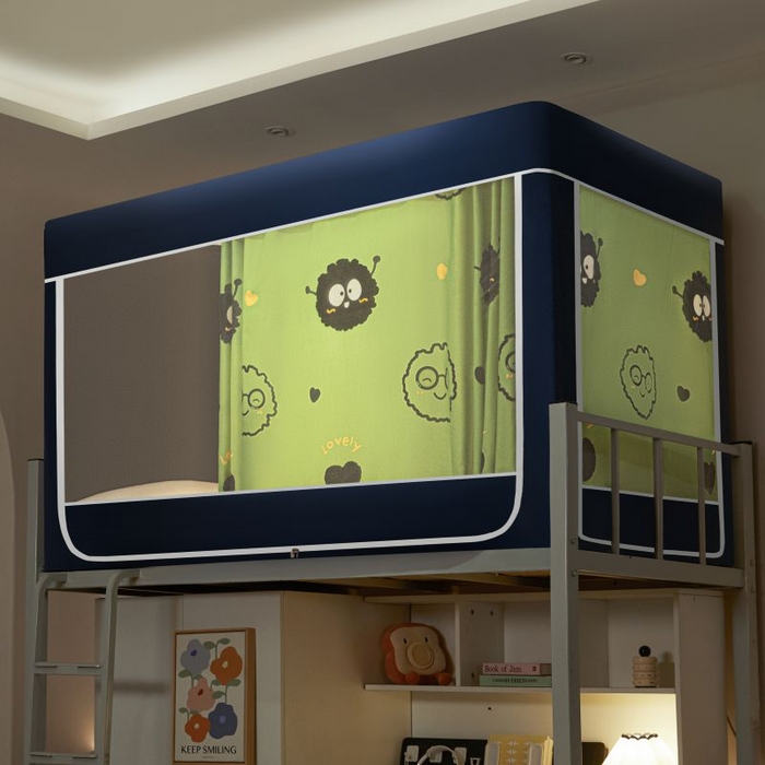 91家纺网 家纺一手货源 找家纺 2025新款学生床遮光蚊帐 绿色小煤球