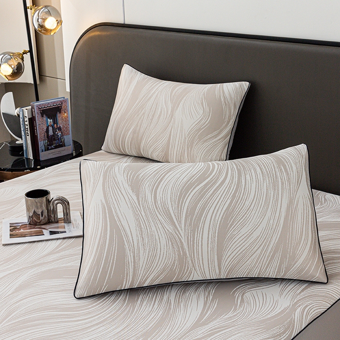 91家纺网 家纺一手货源 找家纺 锦罗绣 2025春夏新款PE中分子凉感提花软凉席席子 极简主义-香槟 床笠款