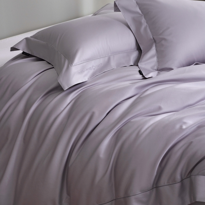 91家纺网 家纺一手货源 找家纺 佳汐蓝 2025新款奢简高支棉柔雾奢缎长绒棉四件套券后不低于628/648元 雾山紫