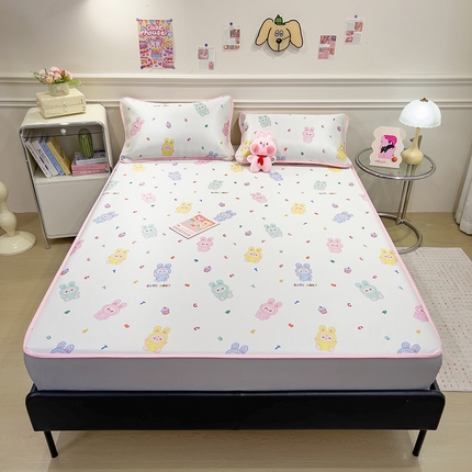 91家纺网 家纺一手货源 找家纺 （总）摩妮卡 2025新款小清新碳光冰丝软席床笠款单床笠三件套