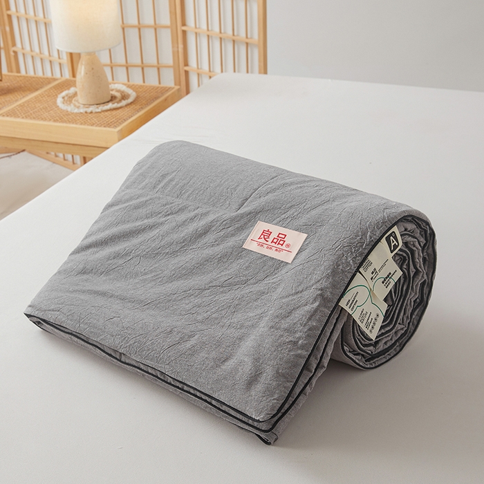 91家纺网 家纺一手货源 找家纺 熙宴家纺 2025新款纯色水洗棉新疆棉花夏被 石灰