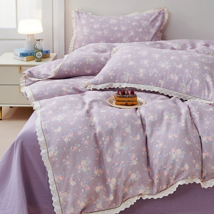 91家纺网 家纺一手货源 找家纺 （总）黛馨 2025新款全棉纯棉镂空蕾丝边四件套