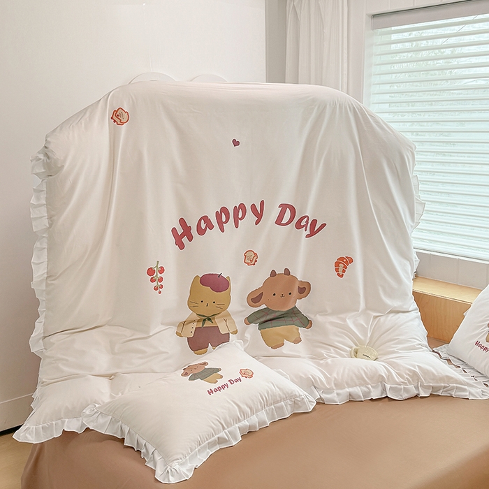 91家纺网 家纺一手货源 找家纺 玉元坊 2025新款全棉纯棉数码印花四件套 快乐小熊