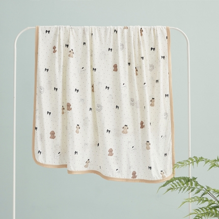 丝涟家居 2025新款婴儿裸睡级凉感针织毯幼儿园夏被儿童夏被毯子 波点狗