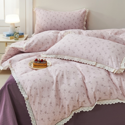 91家纺网 家纺一手货源 找家纺 （总）黛馨 2025新款全棉纯棉镂空蕾丝边四件套