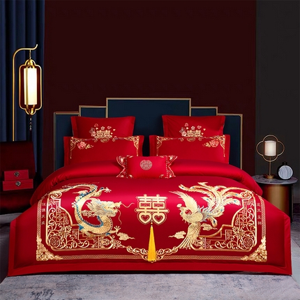 91家纺网 家纺一手货源 找家纺 （总）富之雅婚庆 2025新款全棉新中式刺绣婚庆四件套多件套【控价销售最低不低于288元】