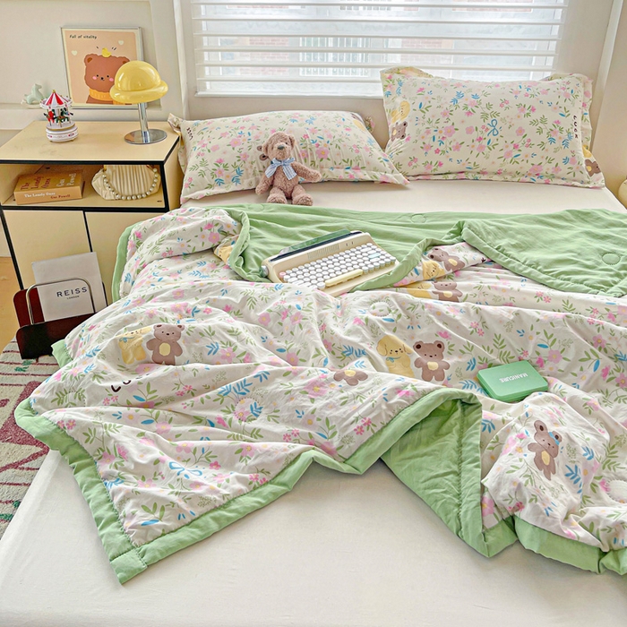 91家纺网 家纺一手货源 找家纺 富艺隆 2025新款水洗棉双层纱夏被 静谧