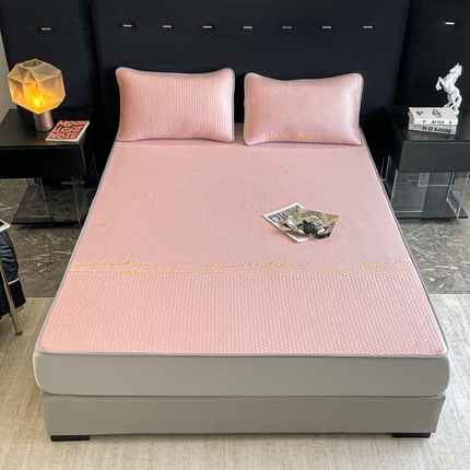 2025新款提花冰豆豆凉席三件套幸运草系列 幸运草-粉