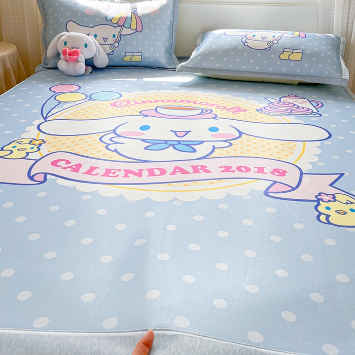 91家纺网 家纺一手货源 找家纺 博雅 2025新款三丽欧A类大版数码印花1200D冰丝凉席凉席席子 欢乐玉桂狗