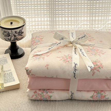 麦伦家居 2025新款全棉有氧双层纱简约款系列四件套 絮语