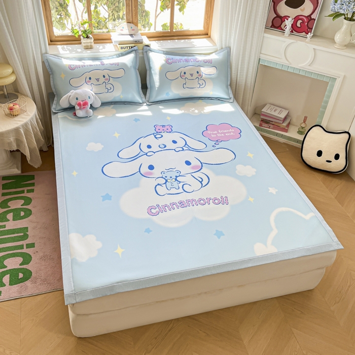 91家纺网 家纺一手货源 找家纺 博雅 2025新款三丽欧A类大版数码印花1200D冰丝凉席凉席席子 云朵玉桂狗