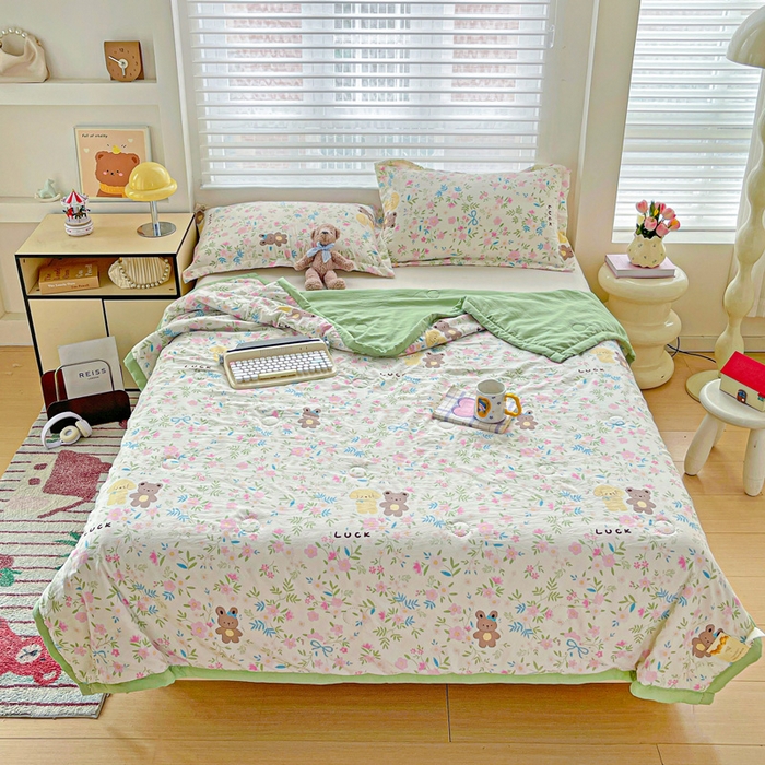 91家纺网 家纺一手货源 找家纺 富艺隆 2025新款水洗棉双层纱夏被 静谧