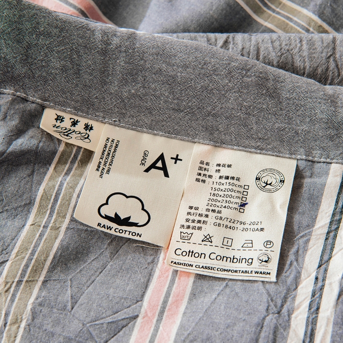 91家纺网 家纺一手货源 找家纺 鑫棉坊 2025新款全棉色织水洗棉A类棉花夏被可机洗空调被四件套床单枕套 贝拉