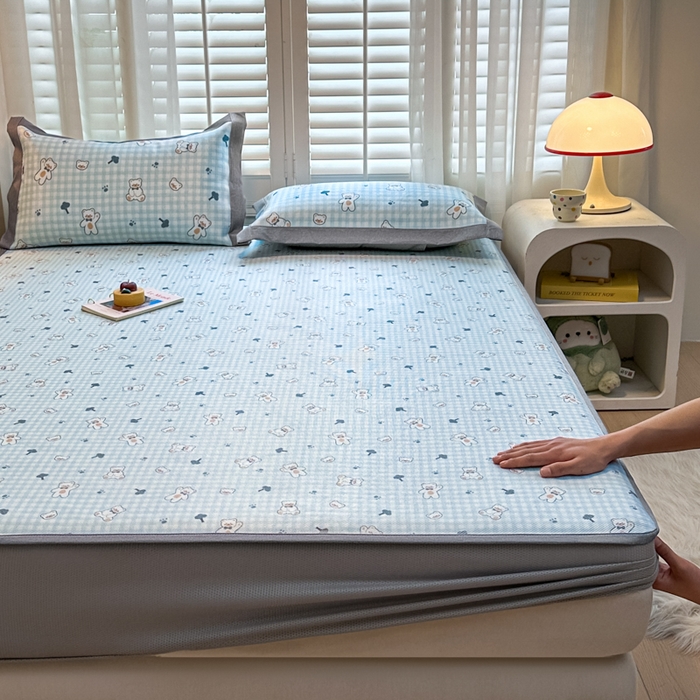 91家纺网 家纺一手货源 找家纺 迪乐妮 2025新款真冰藤印花床笠款凉席 baby熊