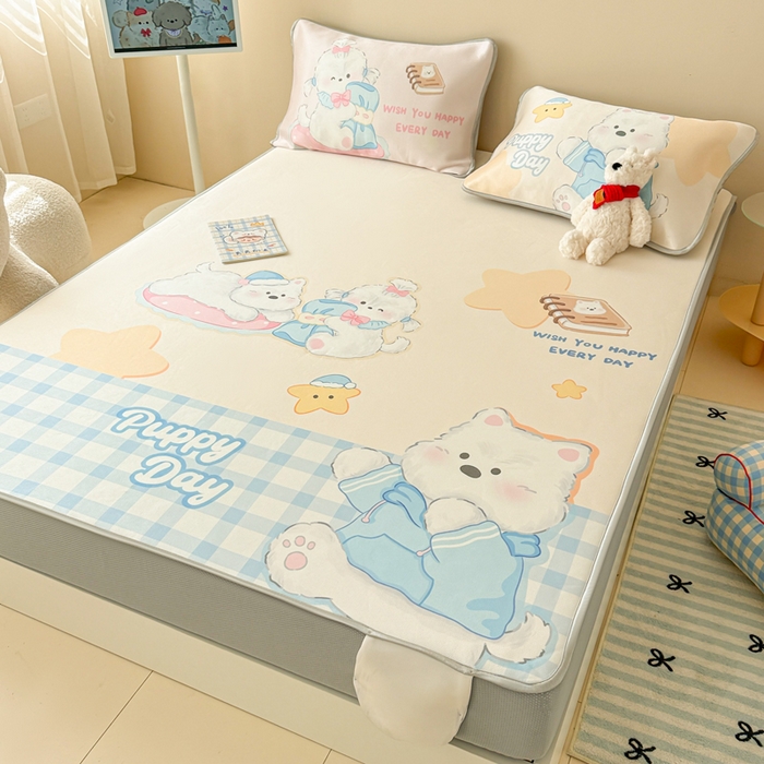 91家纺网 家纺一手货源 找家纺 慕尚家纺 2025新款凉感卡通工艺席床笠-圆满