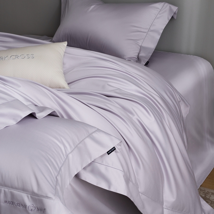 91家纺网 家纺一手货源 找家纺 佳汐蓝 2025新款奢简高支棉柔雾奢缎长绒棉四件套券后不低于628/648元 雾山紫