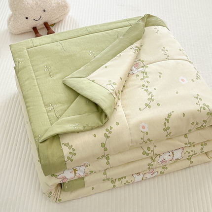 寻米 2025新款13070全棉纯棉印花夏被夏凉被空调被 花园小兔