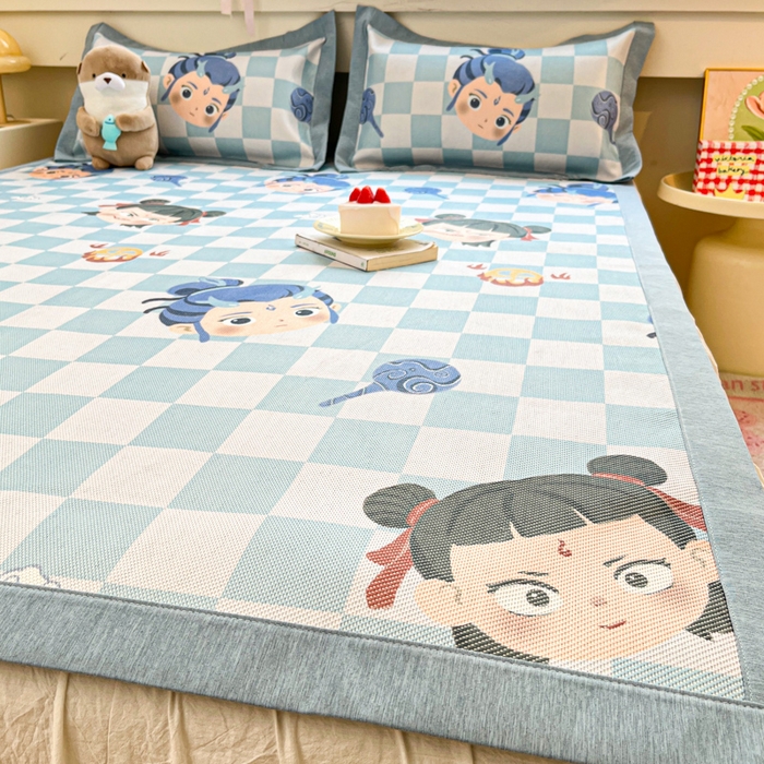 91家纺网 家纺一手货源 找家纺 迪乐妮 2025新款印花真冰藤冰凉席 吒儿