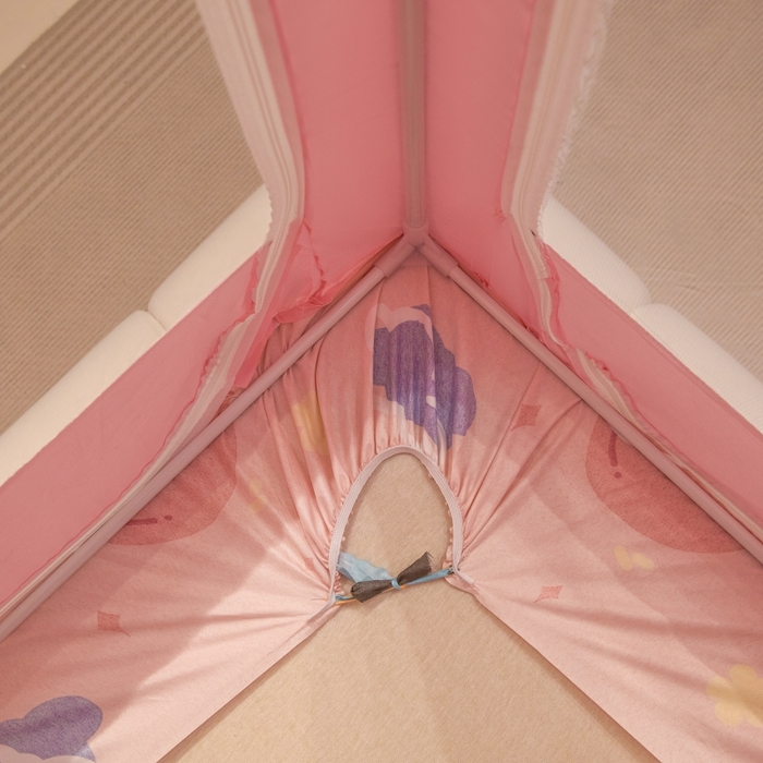 91家纺网 家纺一手货源 找家纺 冉美家纺  2025新款U型遮光方顶坐床蚊帐 粉色小熊