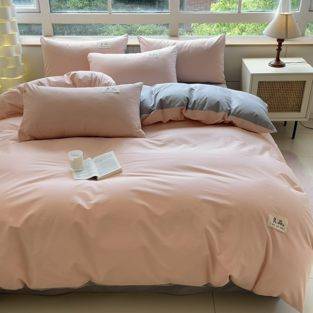 91家纺网 家纺一手货源 找家纺 （总）禧澜庭 2025新款纯棉全棉水洗棉斜纹无印风贴标四件套三件套