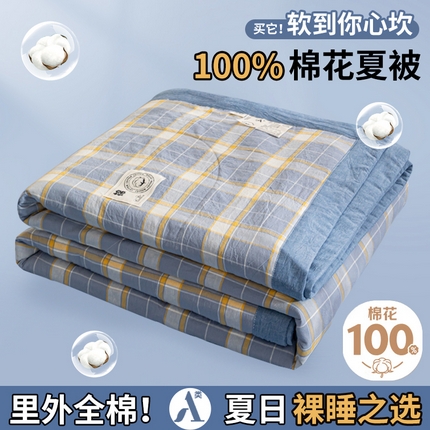 鑫棉坊 2025新款全棉色织水洗棉A类棉花夏被可机洗空调被四件套床单枕套 雅致