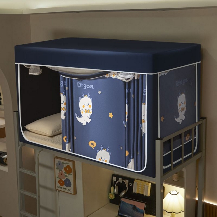 91家纺网 家纺一手货源 找家纺 2025新款学生床遮光蚊帐 恐龙宝贝