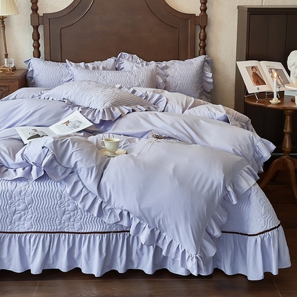 91家纺网 家纺一手货源 找家纺 （总）乐朵家居 2025新款 花璟枝 天丝缎 夹棉床盖四件套