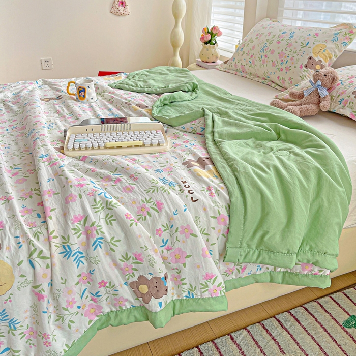 91家纺网 家纺一手货源 找家纺 富艺隆 2025新款水洗棉双层纱夏被 静谧