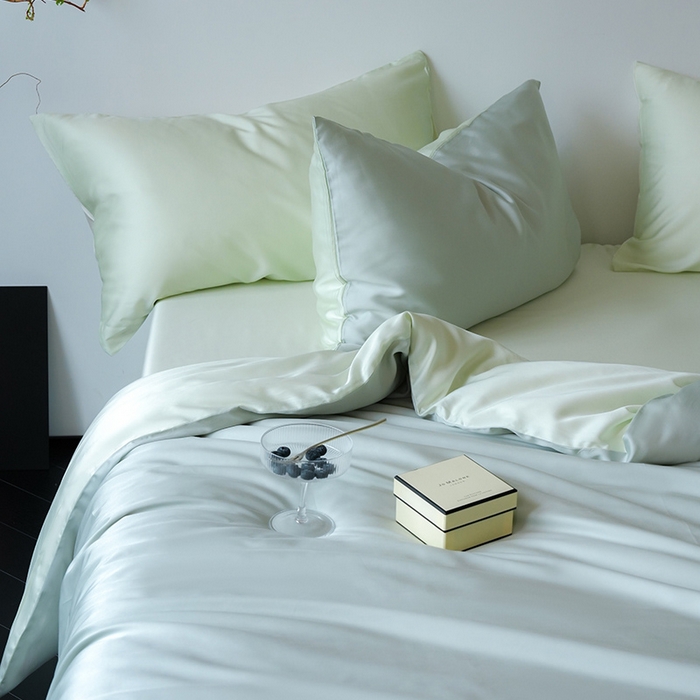 91家纺网 家纺一手货源 找家纺 简纯主义 2025新款60s兰精天丝纯色四件套 豚草