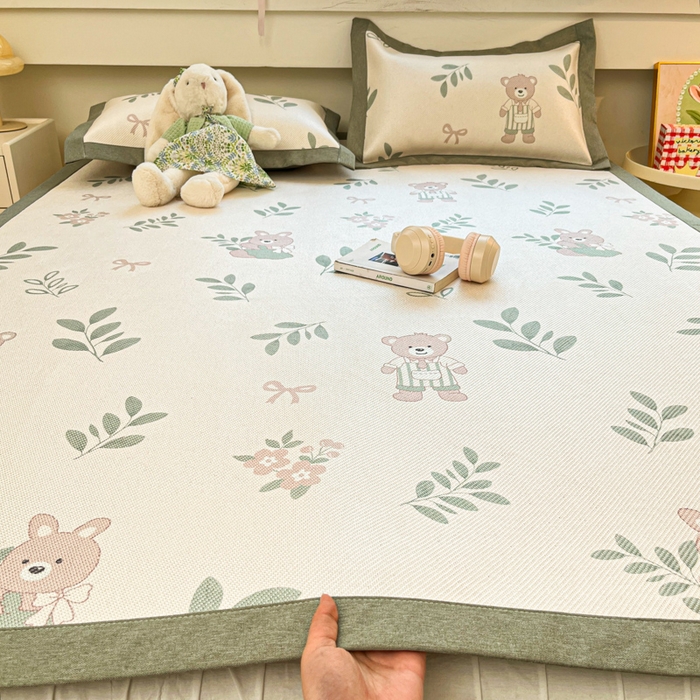 91家纺网 家纺一手货源 找家纺 迪乐妮 2025新款印花真冰藤冰凉席 丛林熊