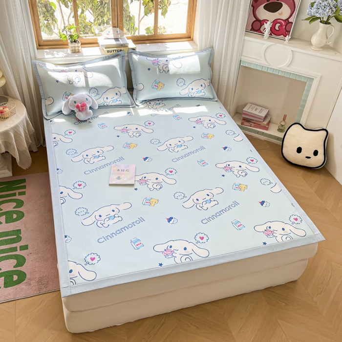 91家纺网 家纺一手货源 找家纺 博雅 2025新款三丽欧A类小版数码印花1200D冰丝凉席凉席席子 甜品玉桂狗