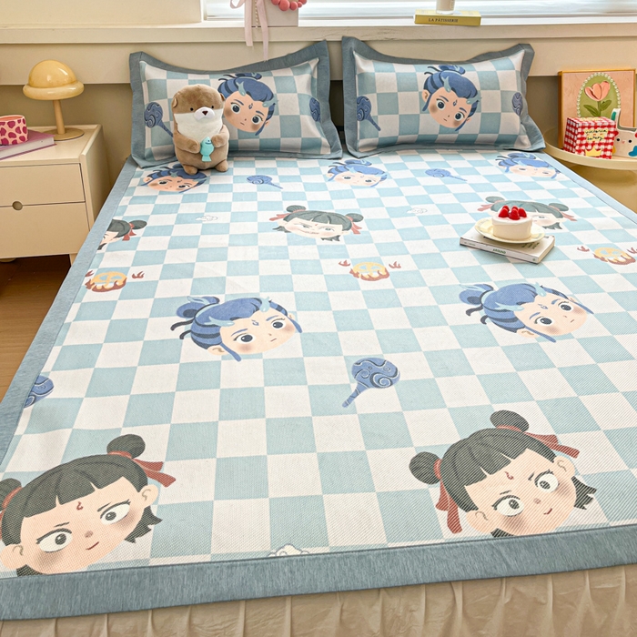 91家纺网 家纺一手货源 找家纺 迪乐妮 2025新款印花真冰藤冰凉席 吒儿