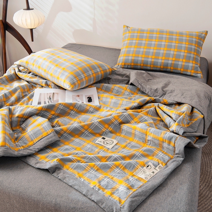 91家纺网 家纺一手货源 找家纺 鑫棉坊 2025新款全棉色织水洗棉A类棉花夏被可机洗空调被四件套床单枕套 博雅