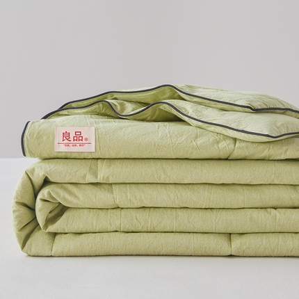 熙宴家纺 2025新款纯色水洗棉新疆棉花夏被 豆绿