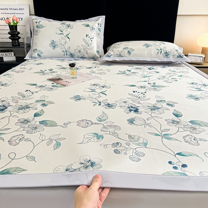 倾慕家纺 2025新款冰泉丝水墨风印花包边席子凉席 绮华