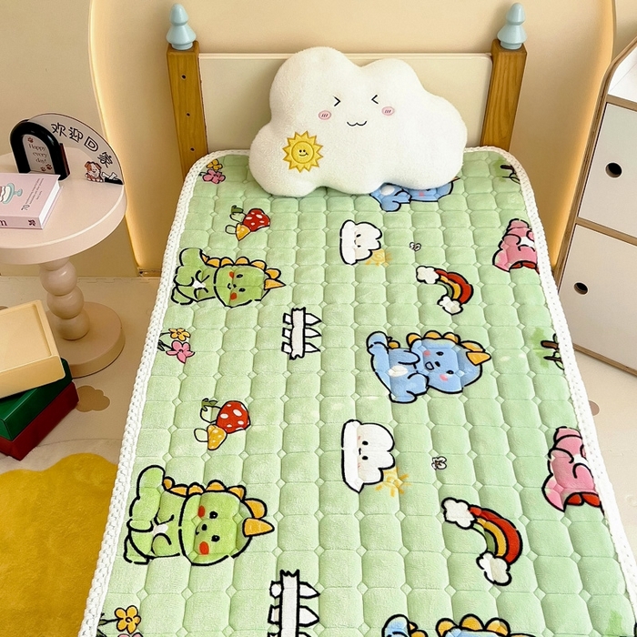 91家纺网 家纺一手货源 找家纺 梵赫家纺2024新款牛奶绒床护垫床垫幼儿园床垫儿童床垫可水洗 垫套-恐龙集结