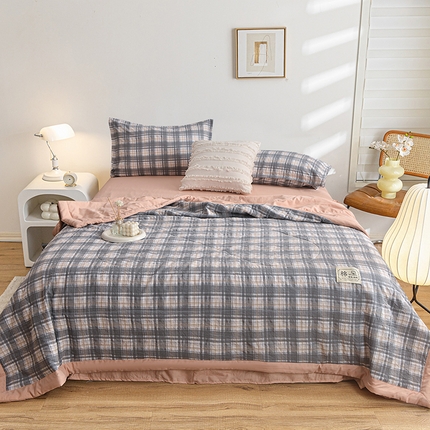 91家纺网 家纺一手货源 找家纺 小鱼儿家纺 2025新款水洗夏凉被 简兮灰