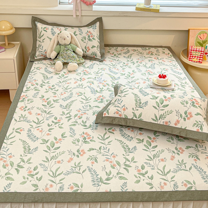 91家纺网 家纺一手货源 找家纺 迪乐妮 2025新款印花真冰藤冰凉席 花漫里