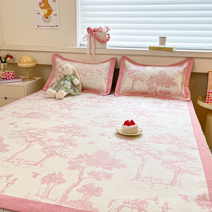 91家纺网 家纺一手货源 找家纺 迪乐妮 2025新款印花真冰藤冰凉席 丛林间