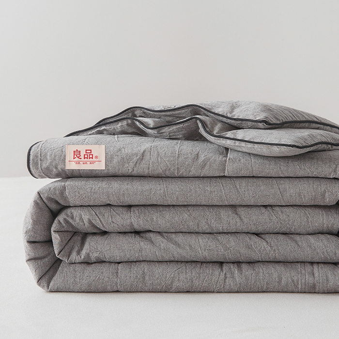 91家纺网 家纺一手货源 找家纺 熙宴家纺 2025新款纯色水洗棉新疆棉花夏被 石灰