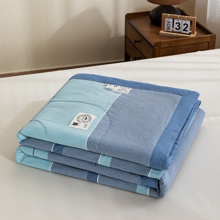 91家纺网 家纺一手货源 找家纺 鑫棉坊 2025新款全棉色织水洗棉A类棉花夏被可机洗空调被四件套床单枕套 曼达拉